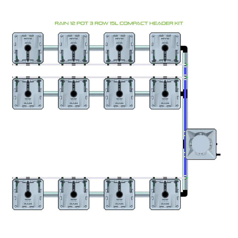 Alien Hydroponics RAIN 12 Pot 3 Row Kit