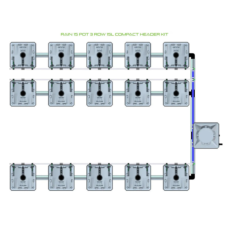 Alien Hydroponics RAIN 15 Pot 3 Row Kit