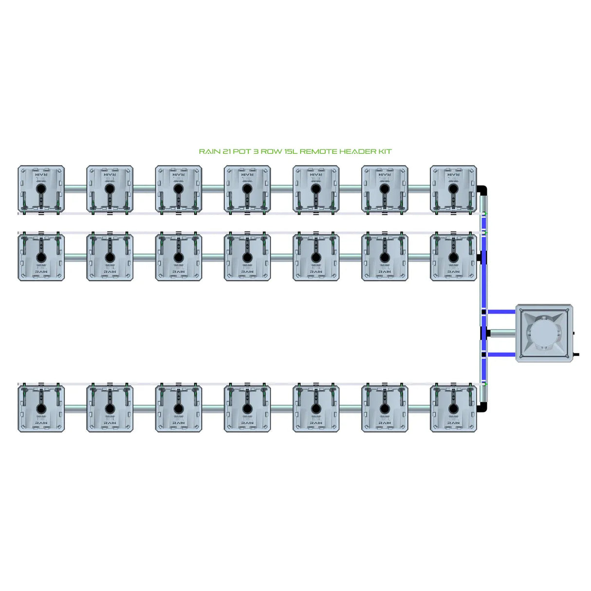 Alien Hydroponics RAIN 21 Pot 3 Row Kit