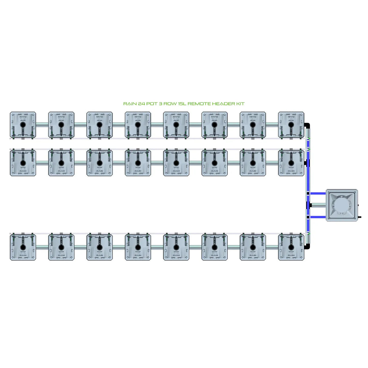 Alien Hydroponics RAIN 24 Pot 3 Row Kit