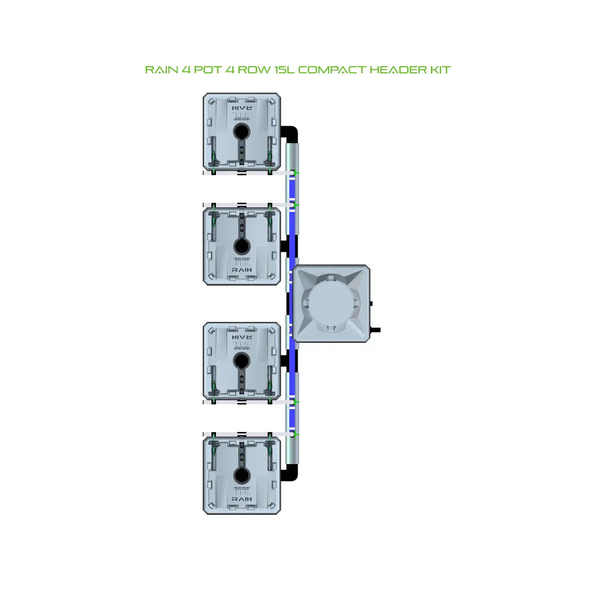 Alien Hydroponics RAIN 4 Pot 4 Row Kit