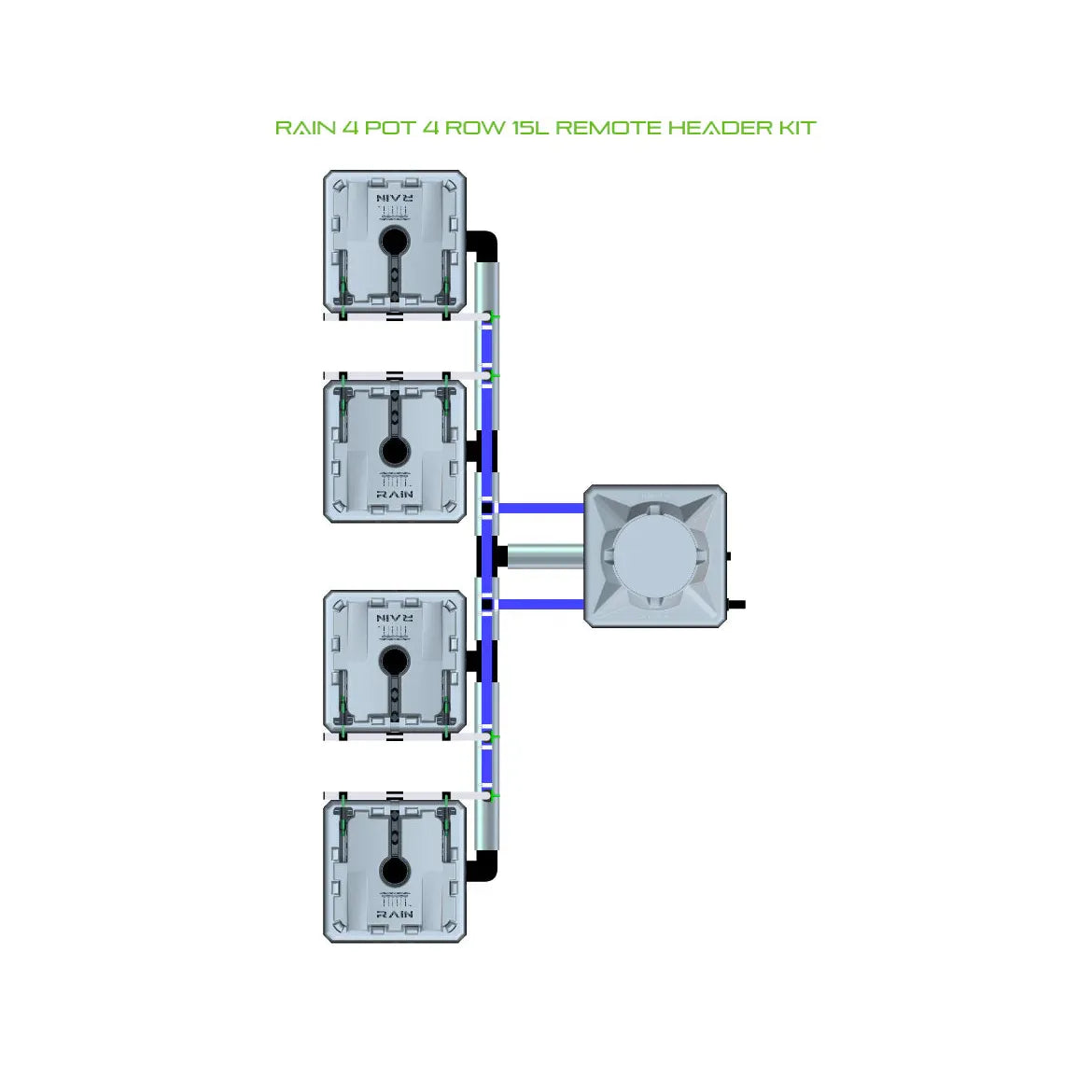 Alien Hydroponics RAIN 4 Pot 4 Row Kit