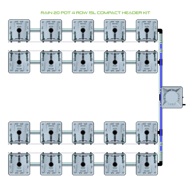 Alien Hydroponics RAIN 20 Pot 4 Row Kit