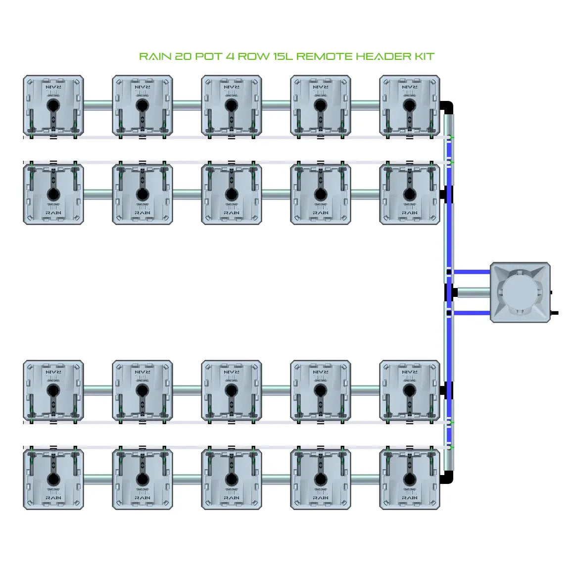 Alien Hydroponics RAIN 20 Pot 4 Row Kit