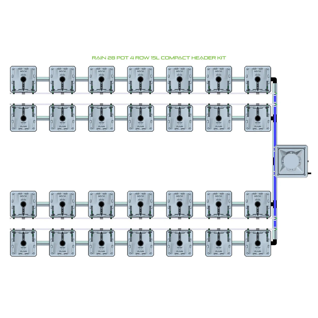 Alien Hydroponics RAIN 28 Pot 4 Row Kit