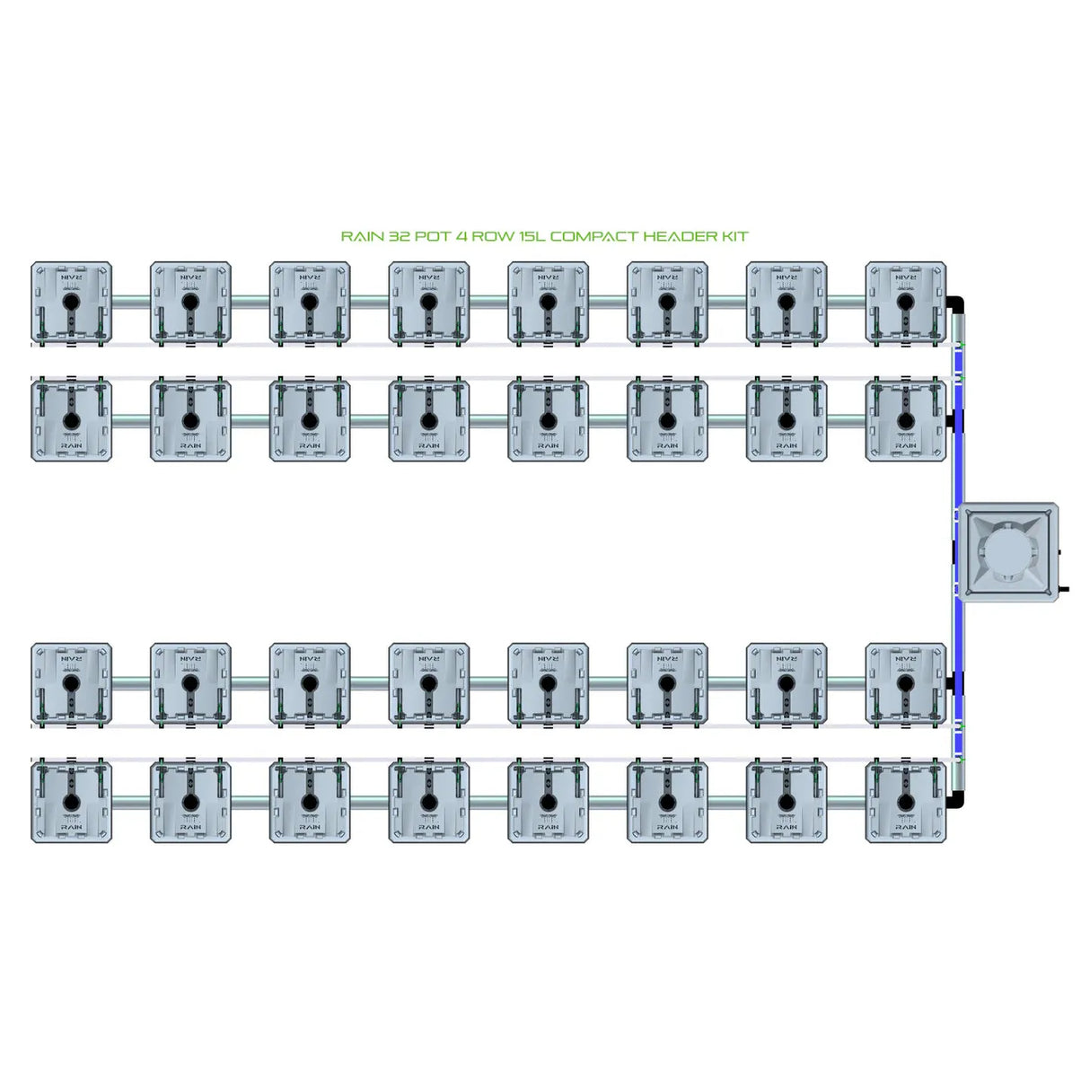 Alien Hydroponics RAIN 32 Pot 4 Row Kit