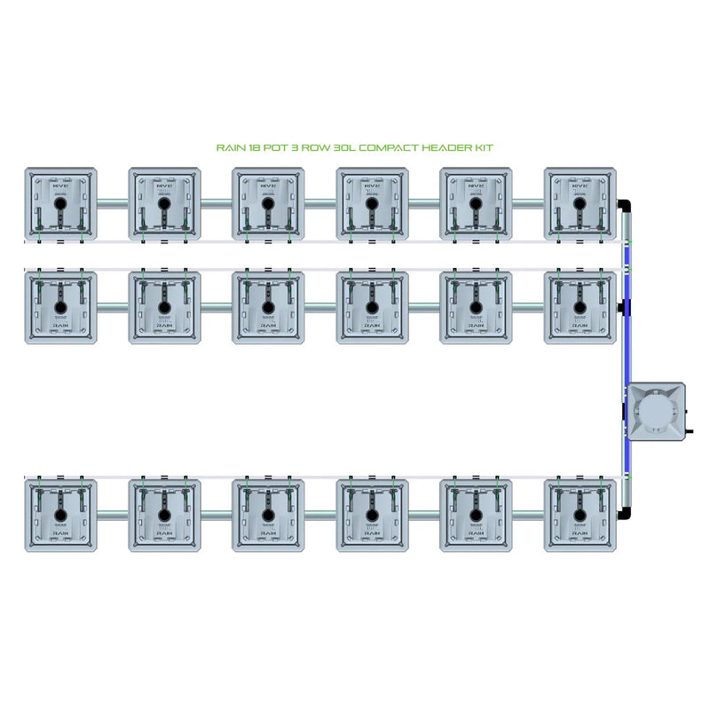 Alien Hydroponics RAIN 18 Pot 3 Row Kit