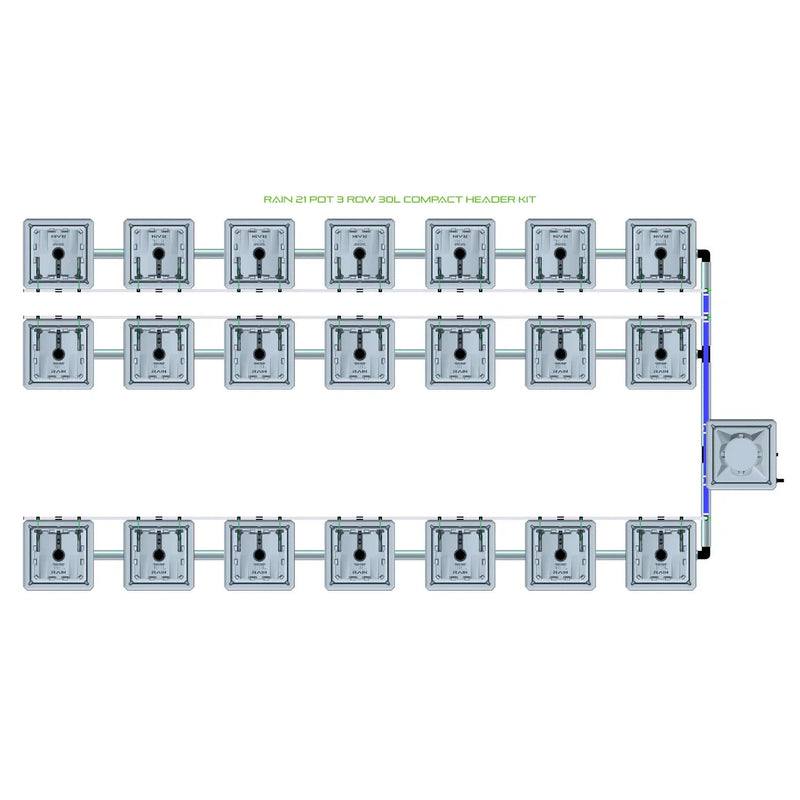 Alien Hydroponics RAIN 21 Pot 3 Row Kit