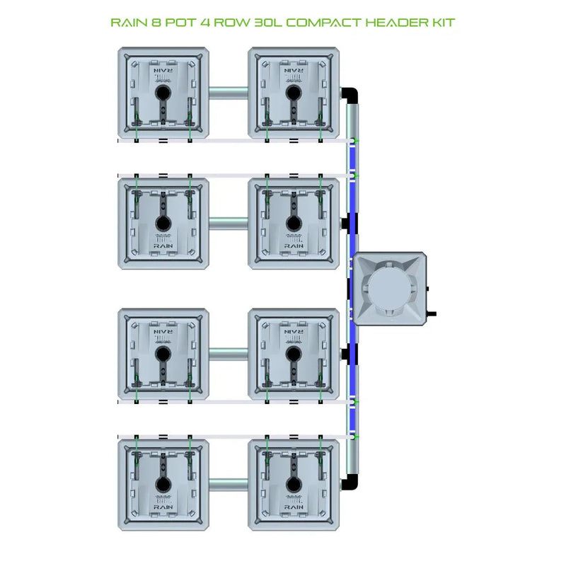 Alien Hydroponics RAIN 8 Pot 4 Row Kit
