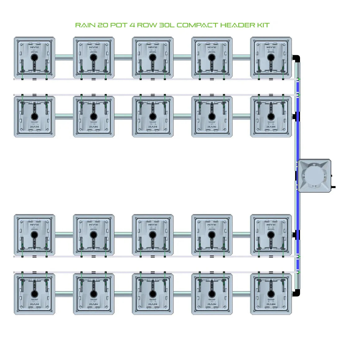 Alien Hydroponics RAIN 20 Pot 4 Row Kit