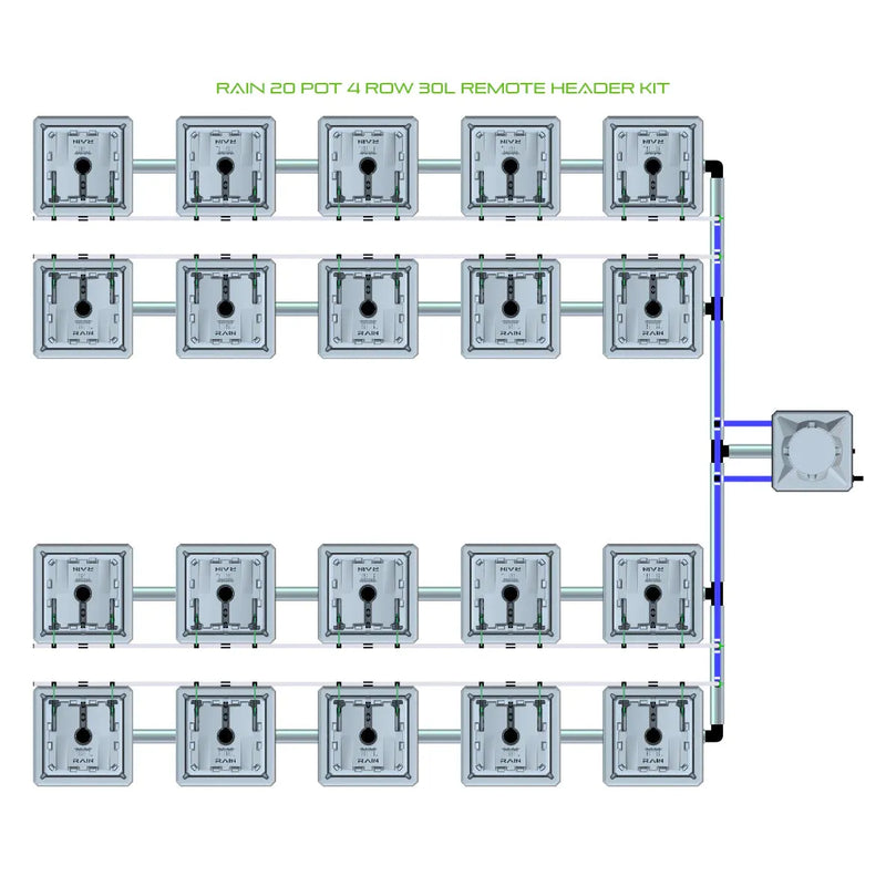 Alien Hydroponics RAIN 20 Pot 4 Row Kit