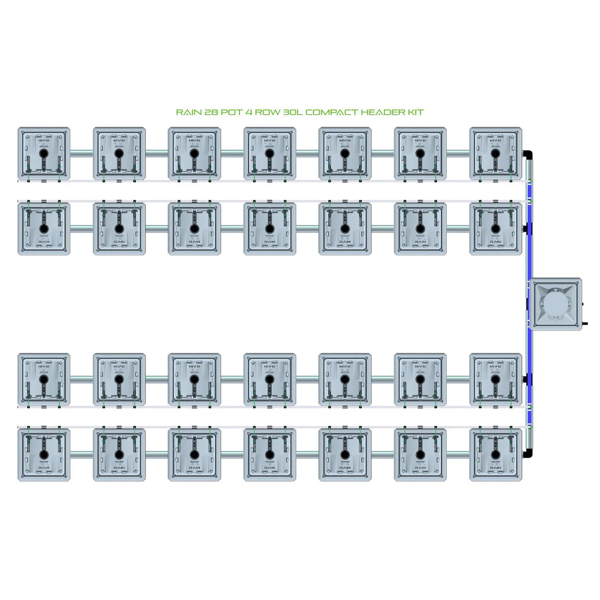 Alien Hydroponics RAIN 28 Pot 4 Row Kit