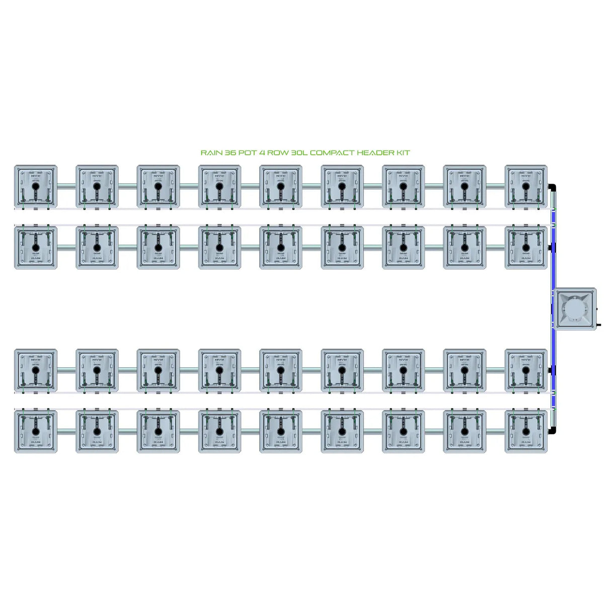 Alien Hydroponics RAIN 36 Pot 4 Row Kit