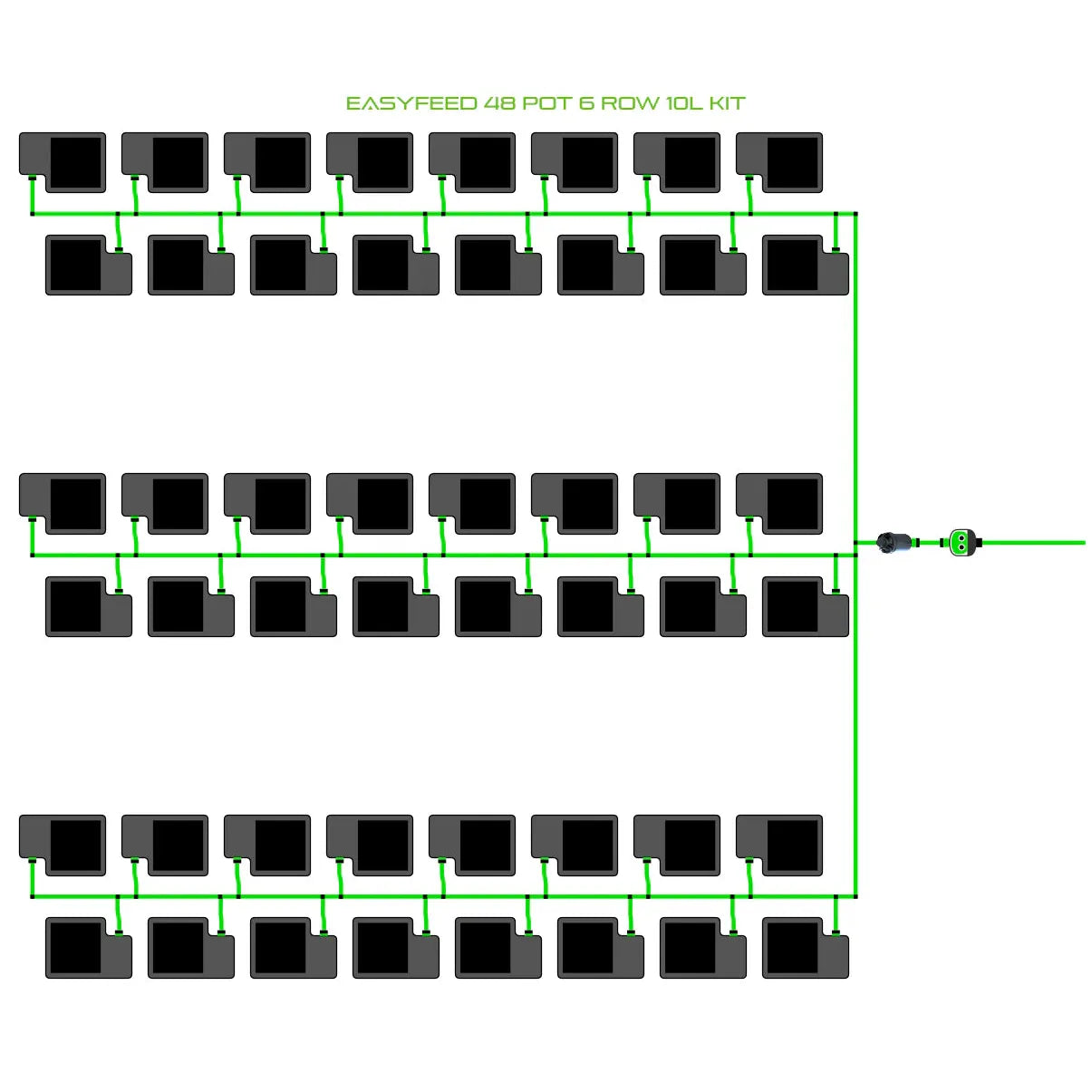 Alien Hydroponics EasyFeed 48 Pot 6 Row Kit