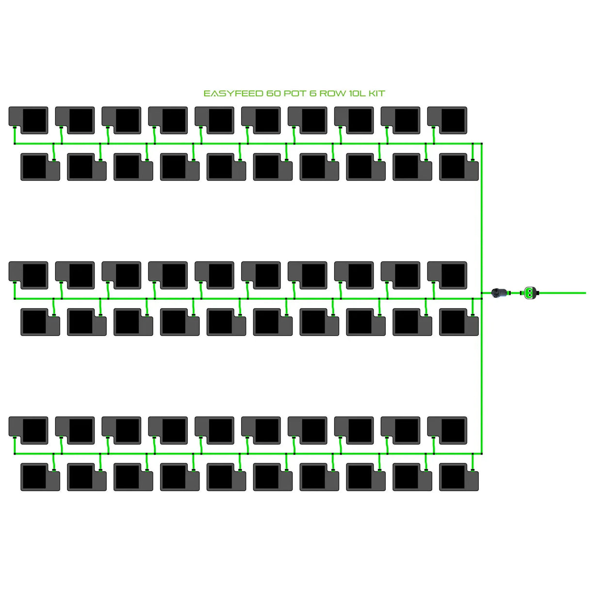 Alien Hydroponics EasyFeed 60 Pot 6 Row Kit
