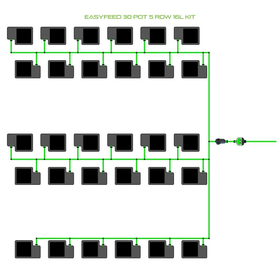 Alien Hydroponics EasyFeed 30 Pot 5 Row Kit