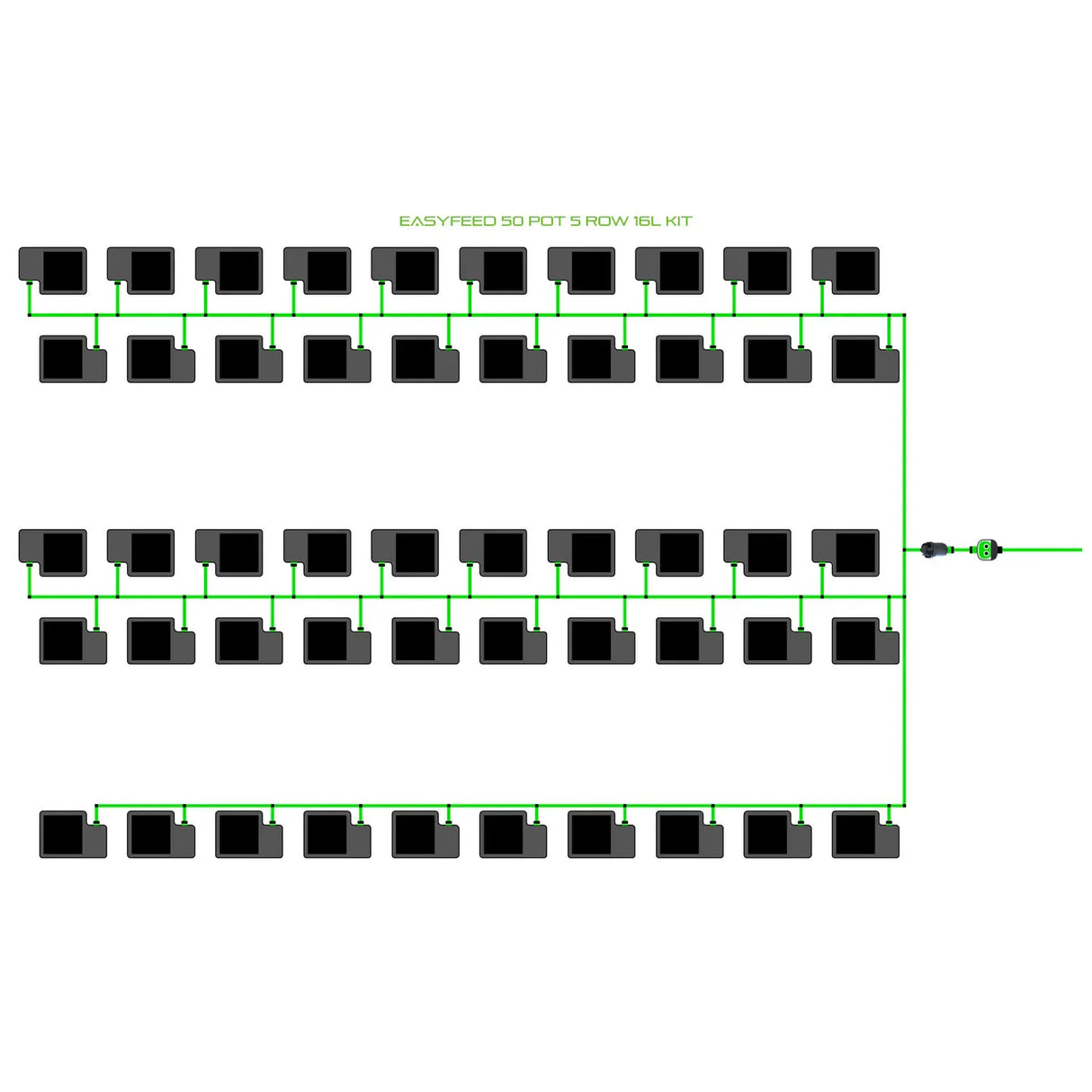 Alien Hydroponics EasyFeed 50 Pot 5 Row Kit