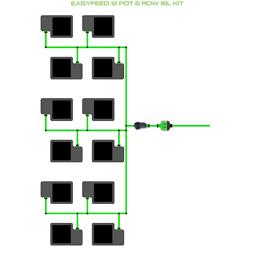 Alien Hydroponics EasyFeed 12 Pot 6 Row Kit
