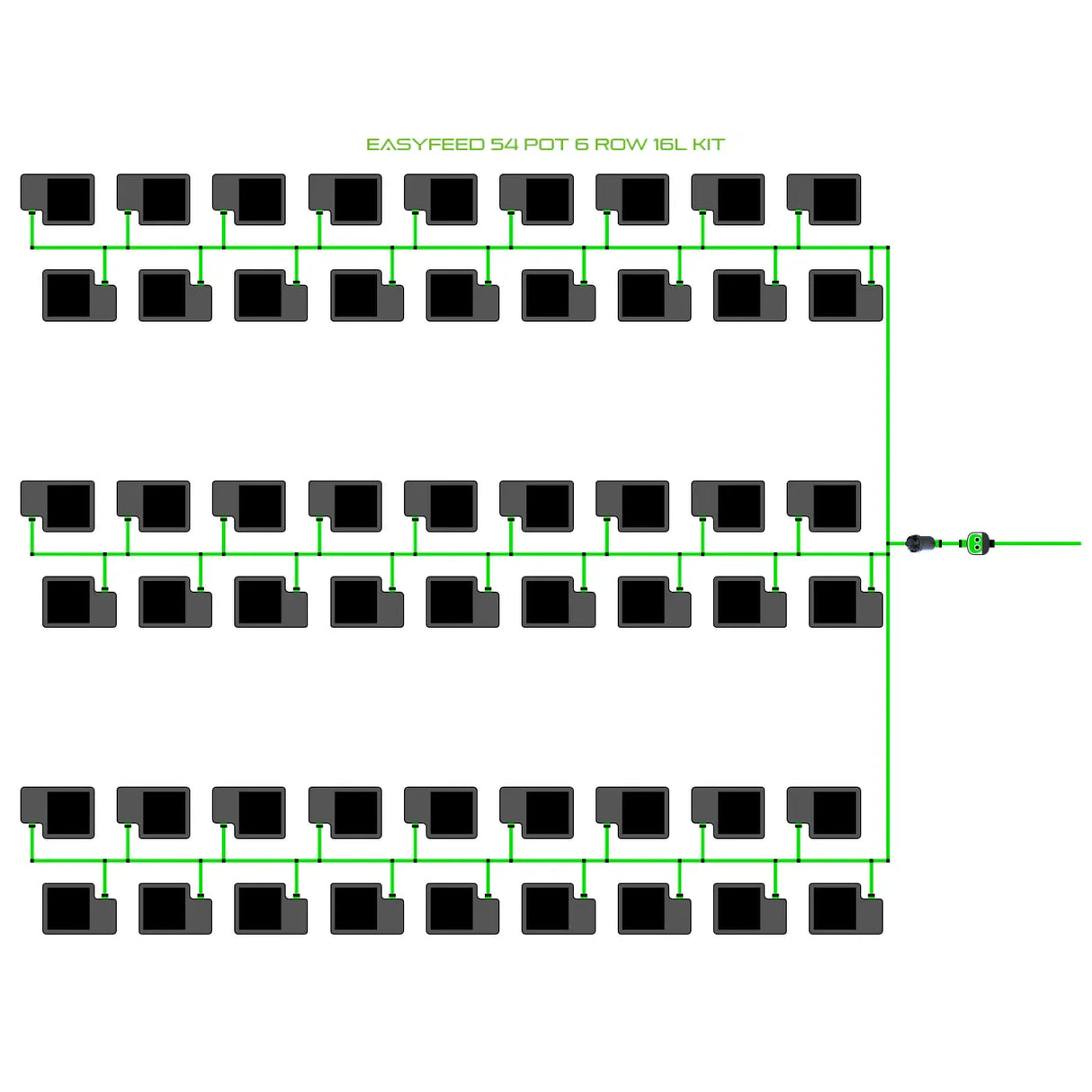 Alien Hydroponics EasyFeed 54 Pot 6 Row Kit