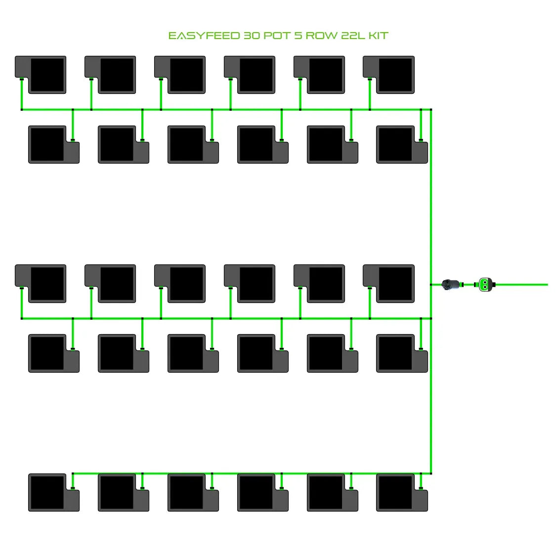 Alien Hydroponics EasyFeed 30 Pot 5 Row Kit