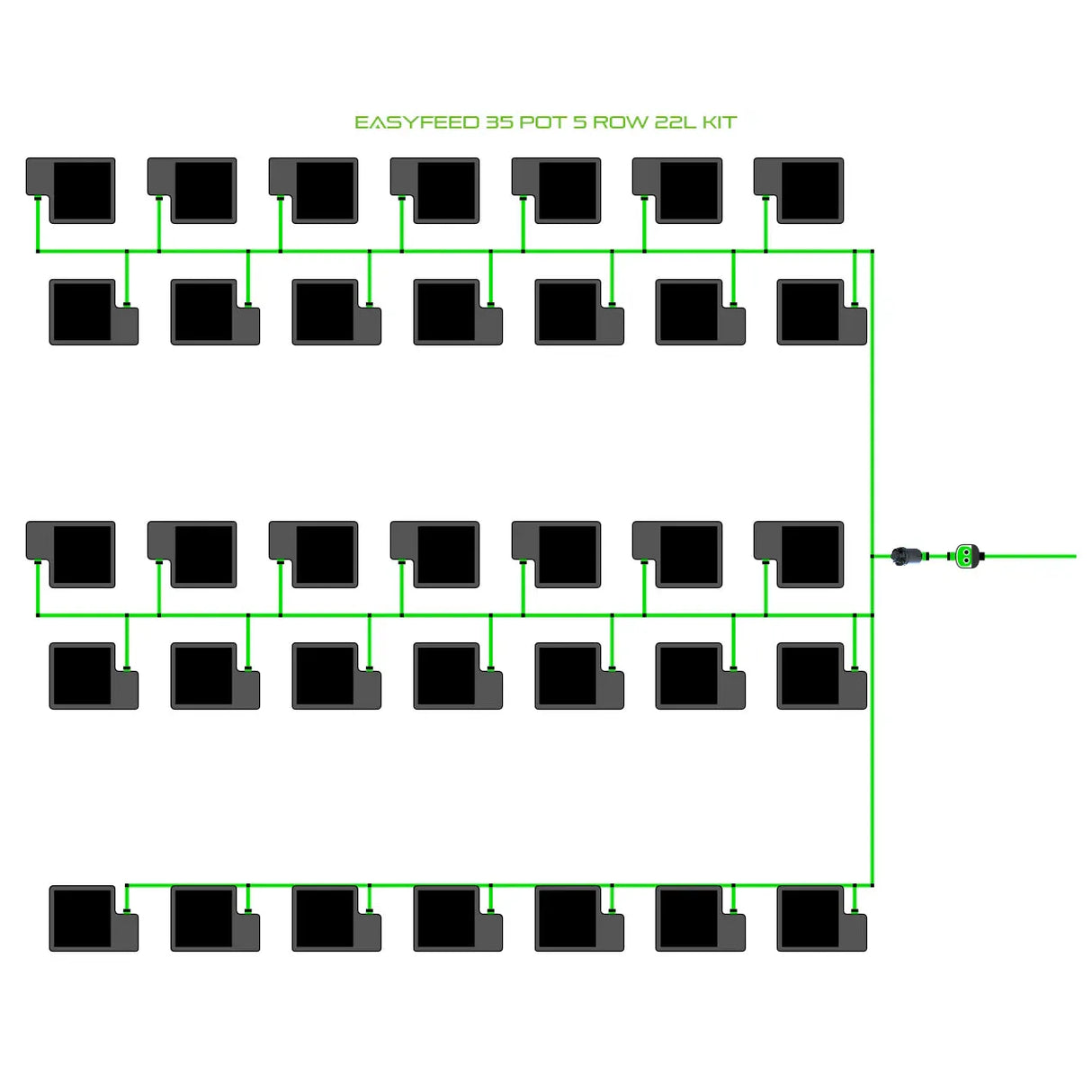 Alien Hydroponics EasyFeed 35 Pot 5 Row Kit