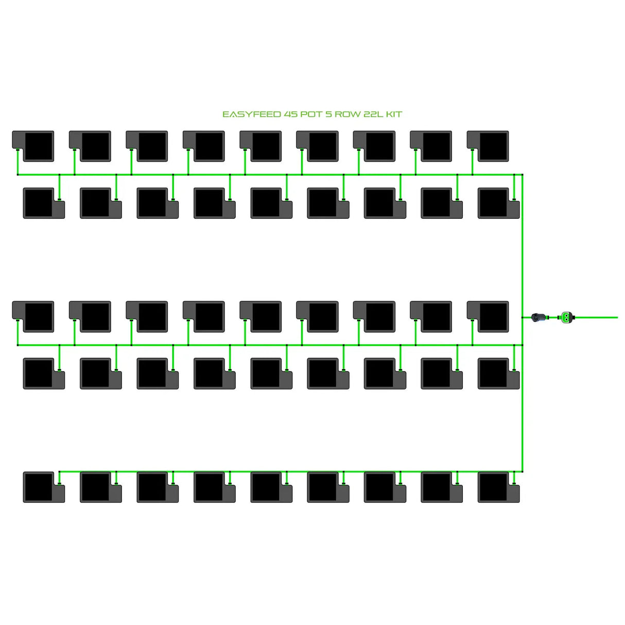 Alien Hydroponics EasyFeed 45 Pot 5 Row Kit