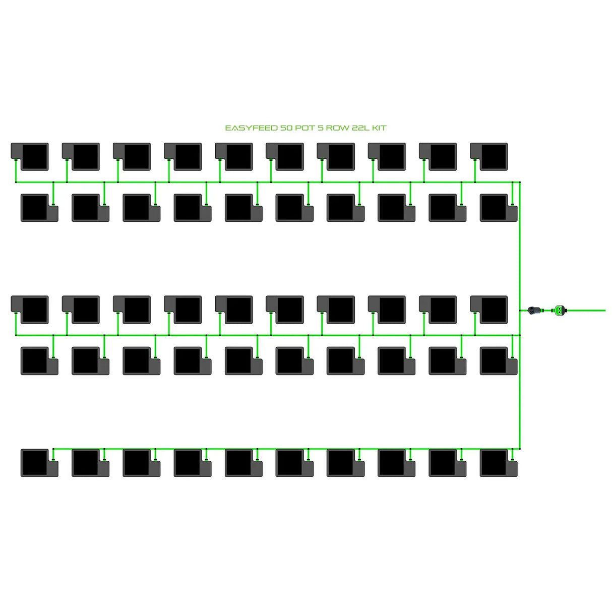 Alien Hydroponics EasyFeed 50 Pot 5 Row Kit