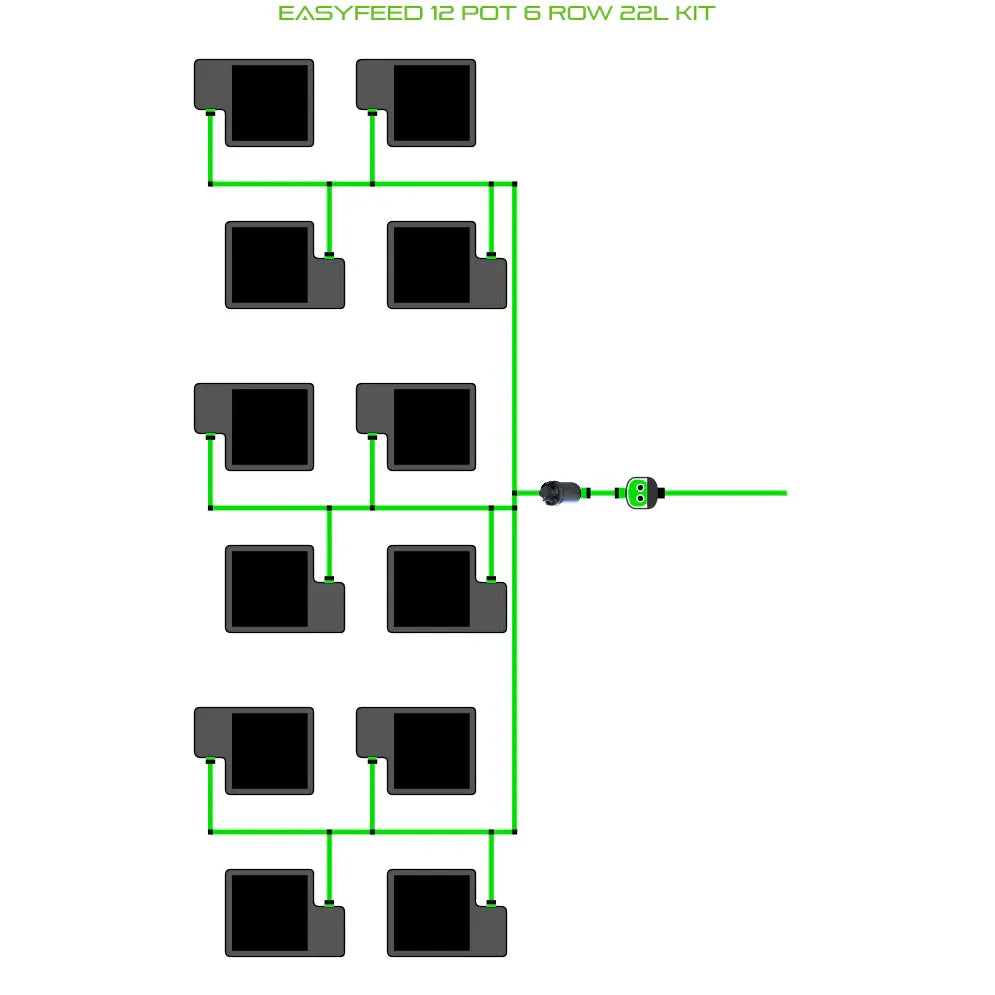 Alien Hydroponics EasyFeed 12 Pot 6 Row Kit