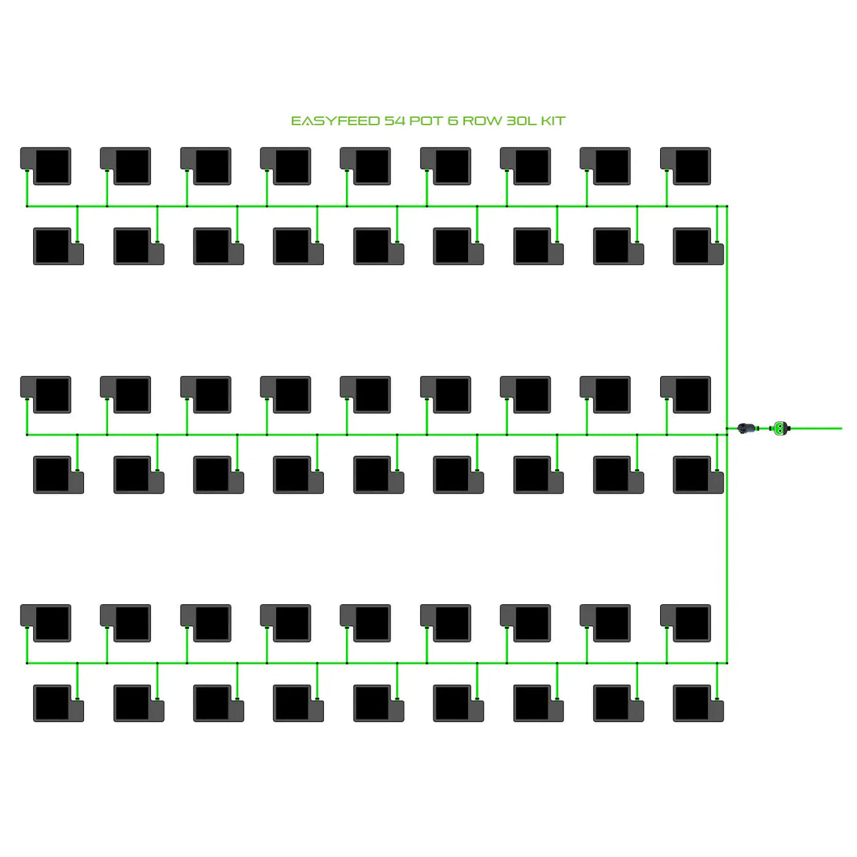 Alien Hydroponics EasyFeed 54 Pot 6 Row Kit