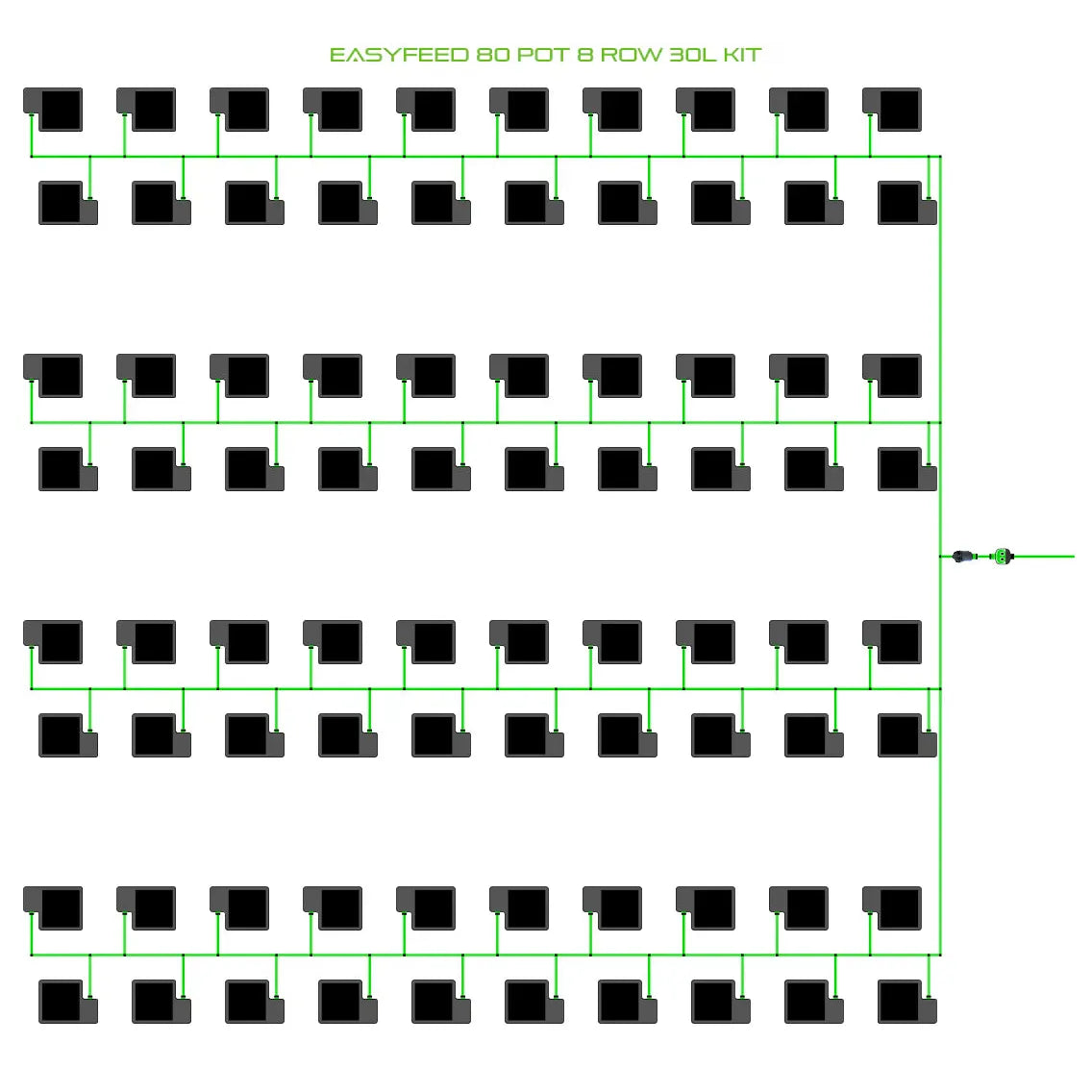 Alien Hydroponics EasyFeed 80 Pot 8 Row Kit