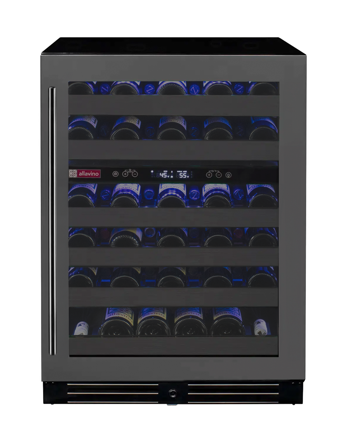 Allavino Reserva Series 50 Bottle Dual Zone Undercounter Wine Cooler Refrigerator with Black Stainless Steel Door - Right Hinge