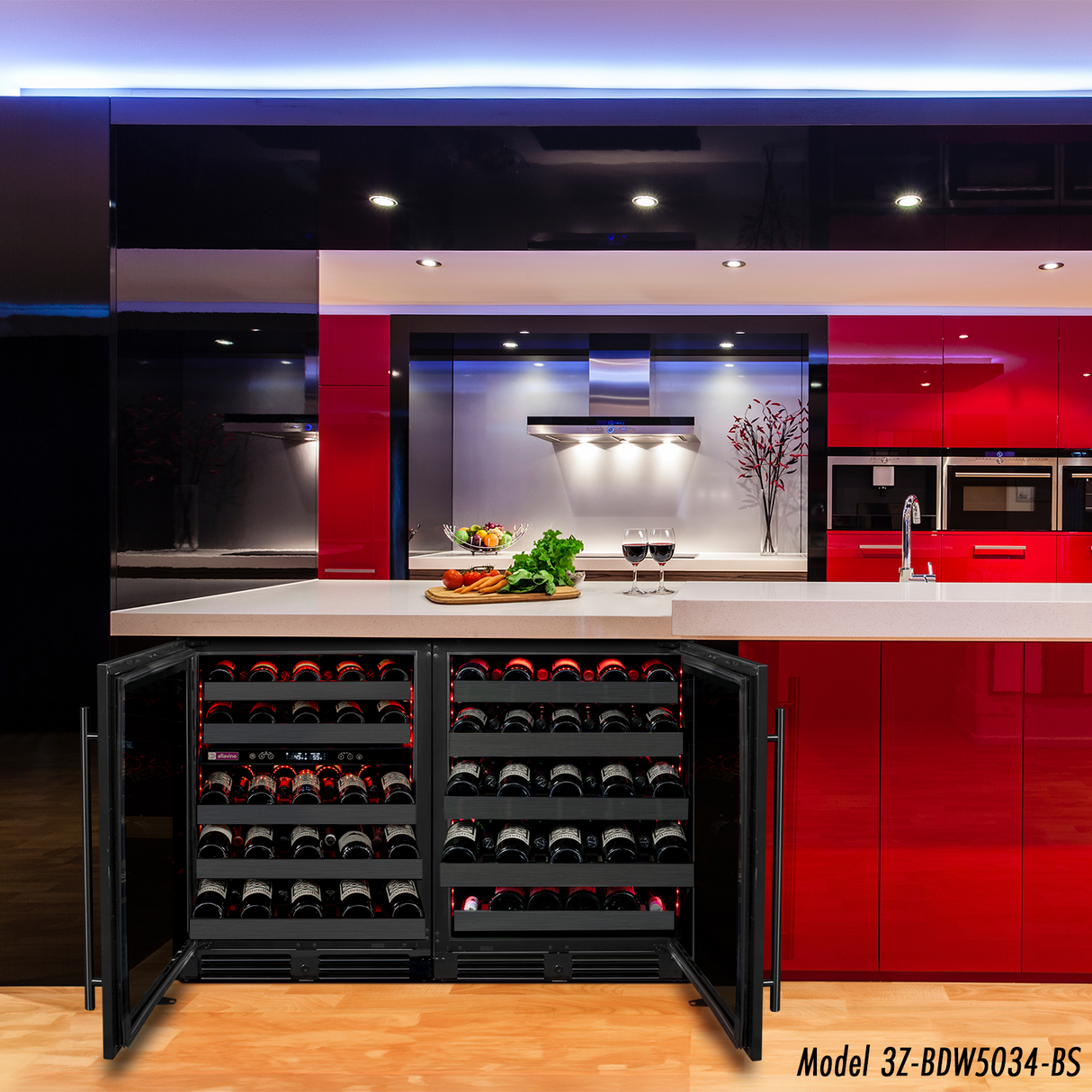 Allavino Reserva Series 50″ 34″ Tall Single Zone Left Hinge Black Stainless Steel Wine Cooler Refrigerator