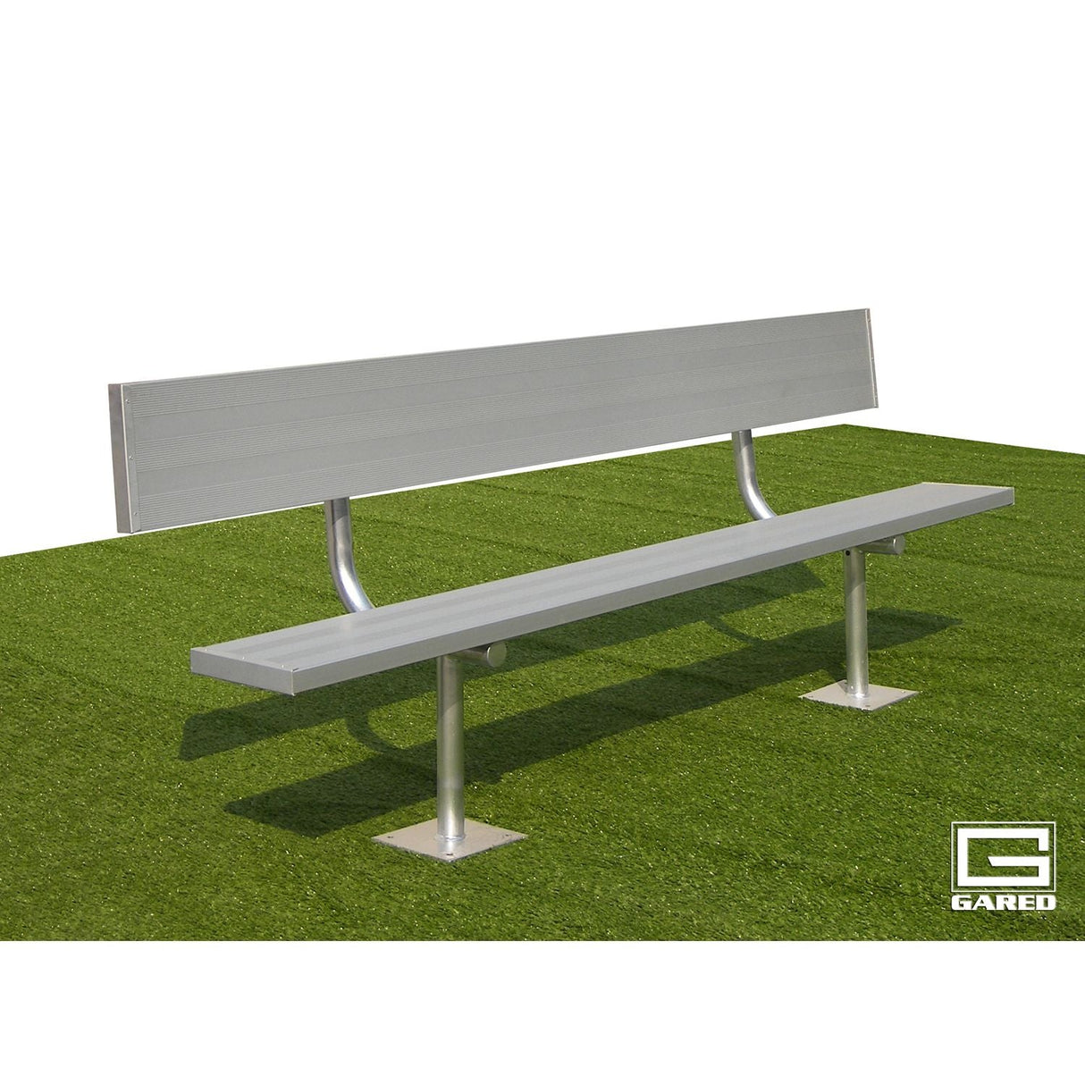 Gared Spectator 15' Surface Mount Bench with Back Aluminum Steel Frame Seating BE15SMWB