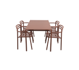 Bliss Rectangular Dining Table with 4 Armchairs Outdoor Dining Set