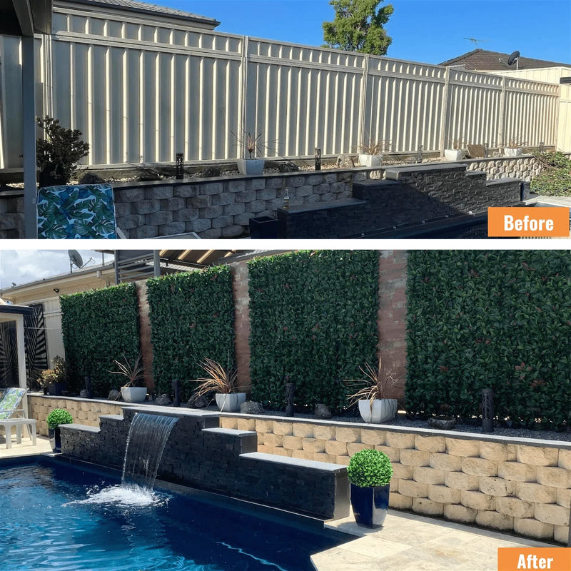Designer Plants USA Artificial Photinia Hedge Panel 40 x 40 Commercial Grade UV Resistant