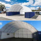 40’ x 40’ x 15’ Container Shelter with Closed Back Panel