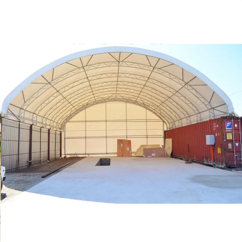 40’ x 40’ x 15’ Container Shelter with Closed Back Panel