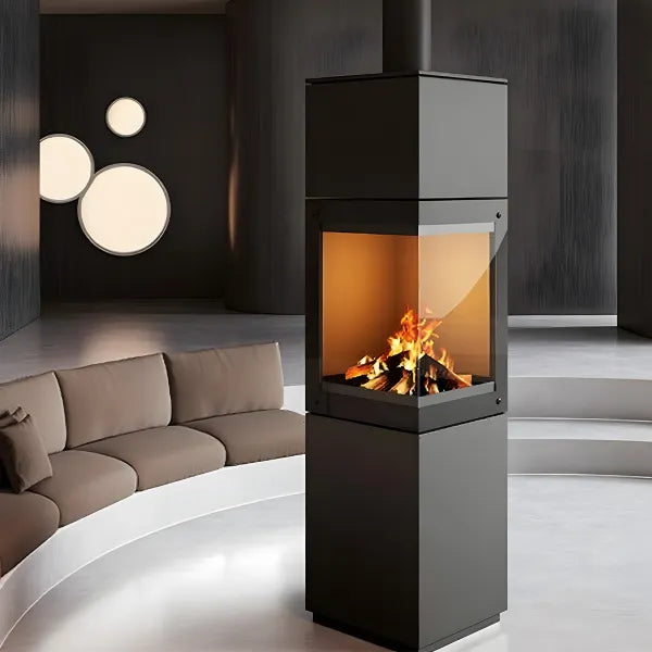 HearthArtSinn Ash 6 Real Fire Wood Floor Standing Fireplace