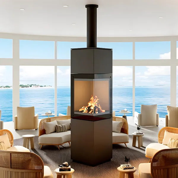 HearthArtSinn Ash 6 Real Fire Wood Floor Standing Fireplace