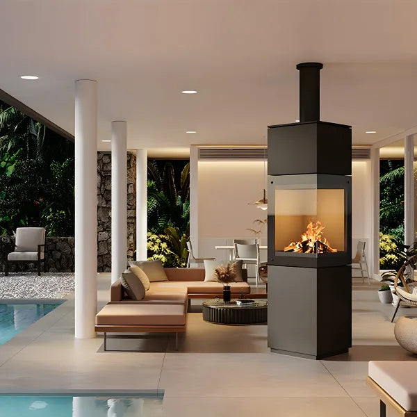 HearthArtSinn Ash 6 Real Fire Wood Floor Standing Fireplace