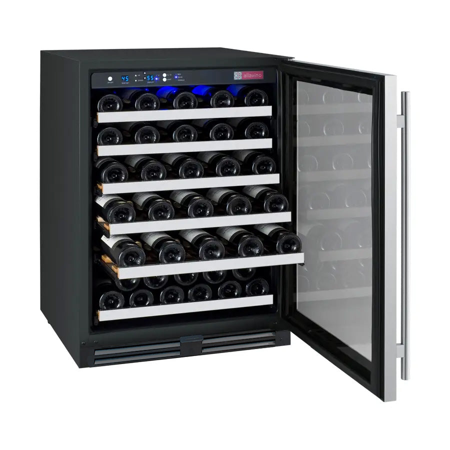 Allavino FlexCount Series 56 Bottle Single Zone Undercounter Wine Refrigerator with Stainless Steel Door Right Hinge VSWR56-1SR20
