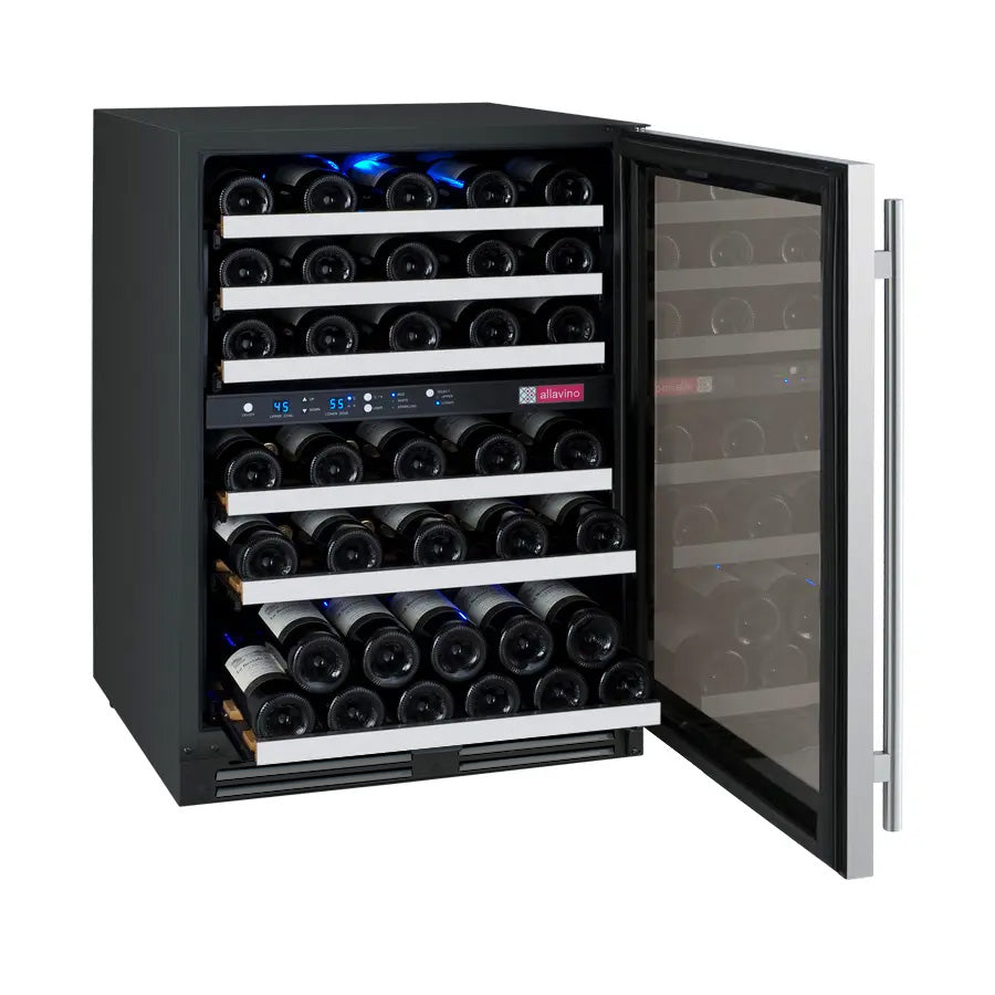 Allavino FlexCount Series 56 Bottle Dual Zone Built-In Wine Refrigerator with Stainless Steel Door Right Hinge VSWR56-2SR20