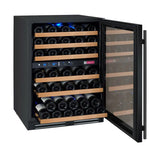 Allavino FlexCount Series 56 Bottle Dual Zone Built-In Wine Cooler Refrigerator with Black Door Right Hinge VSWR56-2BR20