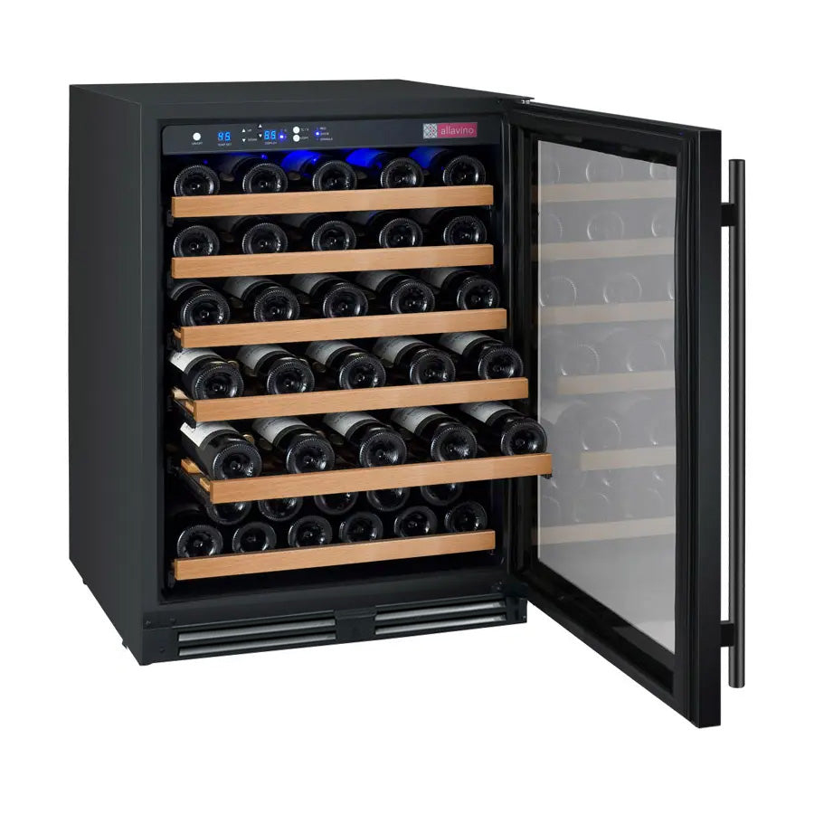 Allavino FlexCount Series 56 Bottle Single Zone Built-In Wine Refrigerator with Black Door Right Hinge VSWR56-1BR20