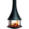 Cylindrical suspended glass wood burning fireplace Ash 2