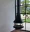 Cylindrical suspended glass wood burning fireplace Ash 2