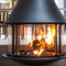 Cylindrical suspended glass wood burning fireplace Ash 2