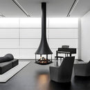 Cylindrical suspended glass wood burning fireplace Ash 2
