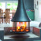 Cylindrical suspended glass wood burning fireplace Ash 2