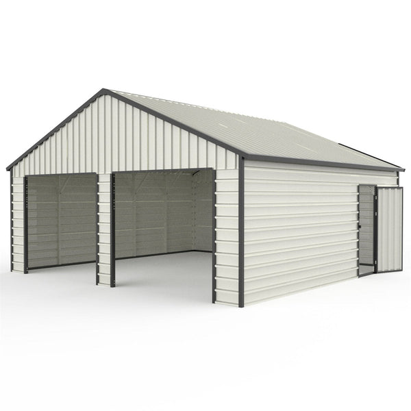 Chery Industrial 23' x 22' Double Garage Metal Shed with Side Entry Door